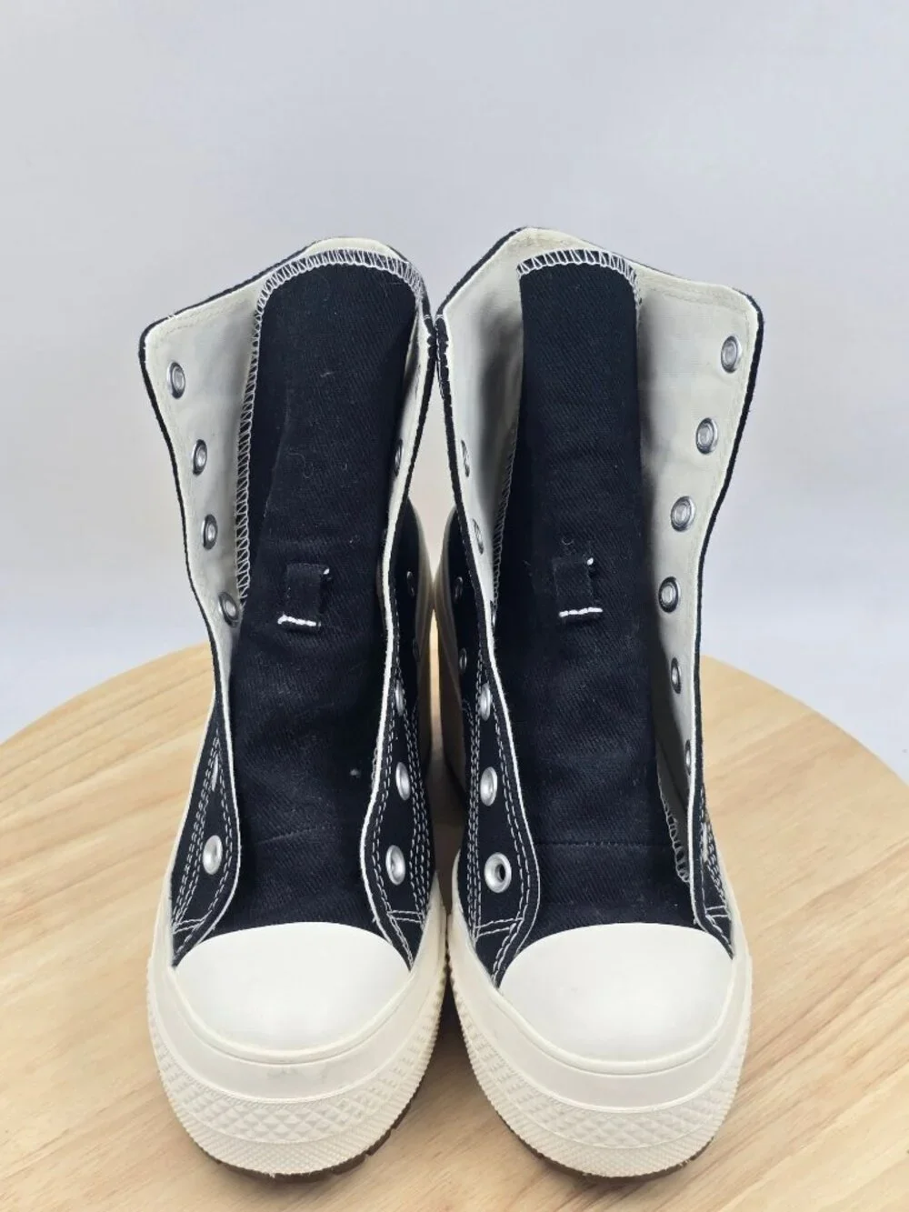 Converse Chuck 70 De Luxe Heel Platform  Black Egret Sneakers A05347C Womens 6